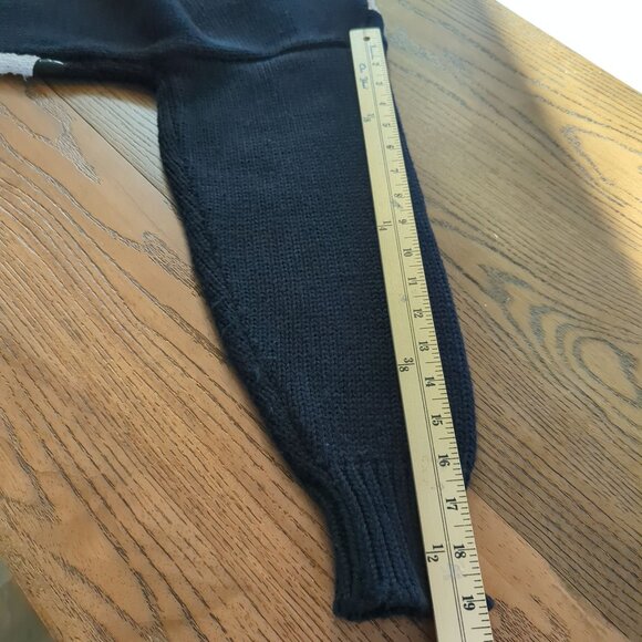 Jamie Scott Vintage Black Women Sweater Cardigan faux leather Rhinestones 90s - Picture 14 of 15